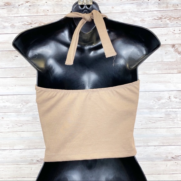 WINDSOR Brown Sweatheart Neckline Zipper Front Halter Crop Trop - Picture 6 of 8